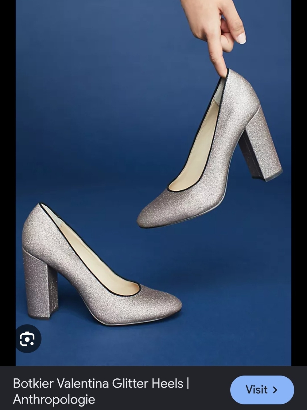 Botkier Valentina Silver Glitter Metallic 4" Block Heel Pumps Sz 7.5 Gorgeous!